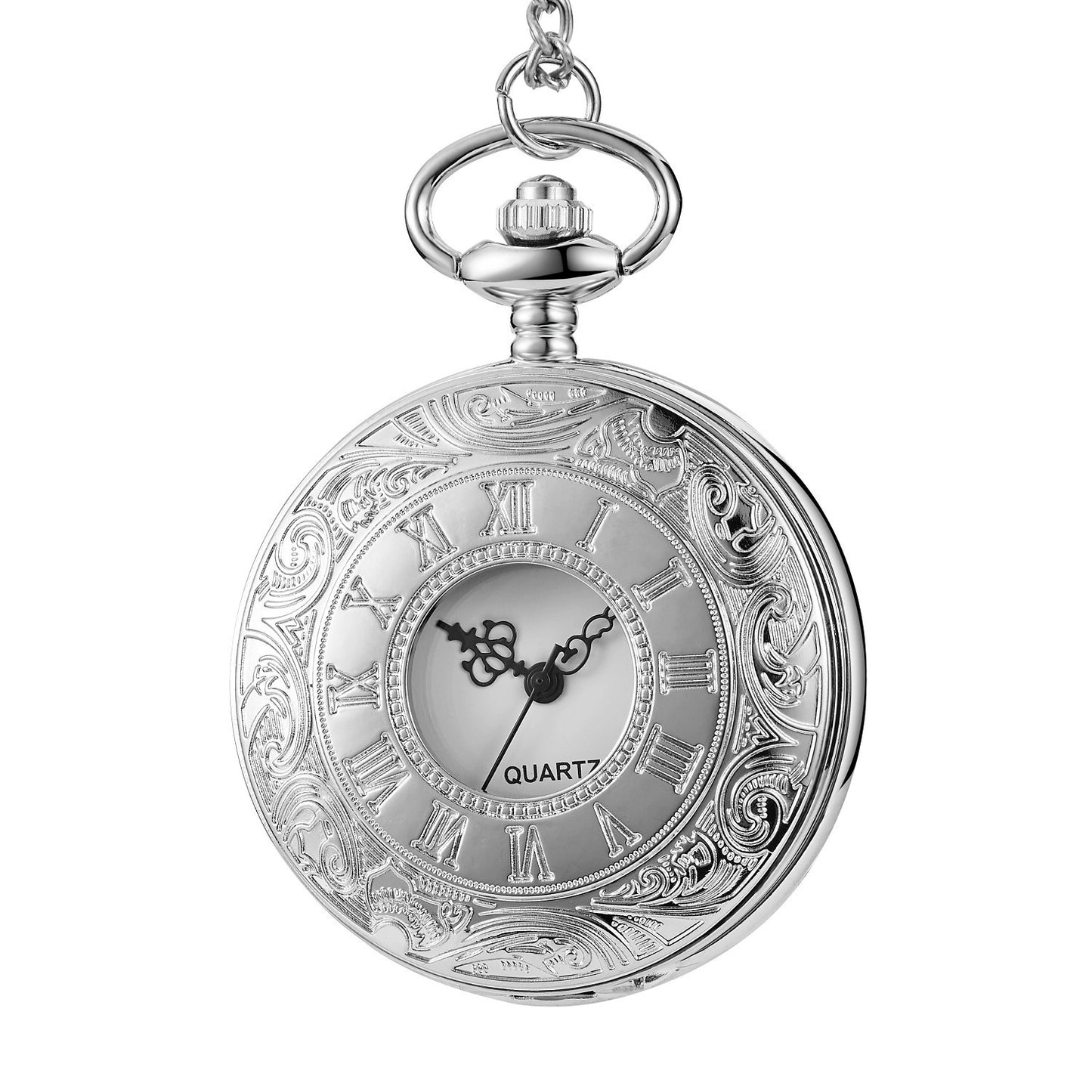 Quartz Pocket Watch Retro Roman Style Hollow-out